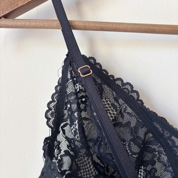 Savage X Fenty Floral Lace and Mesh Bralette Large Black Caviar - Picture 4 of 8